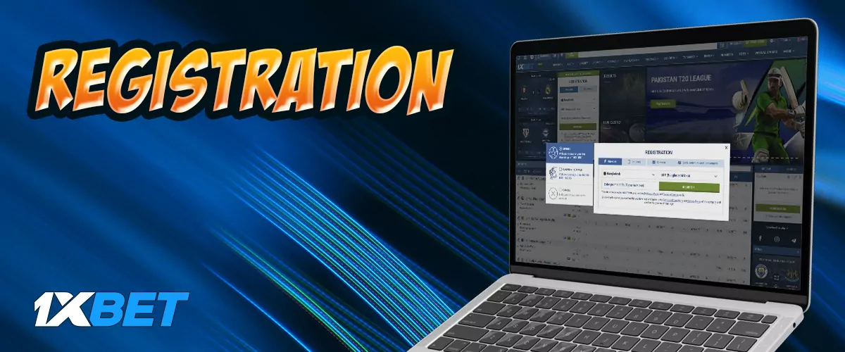 Instructions for registration on 1xbet website 